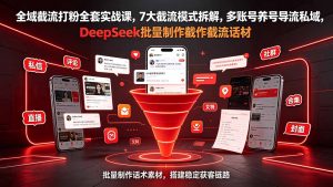 全域截流打粉全套实战课,7大截流模式拆解,多账号养号导流私域,DeepSeek批量制作截流话术素材-聊项目
