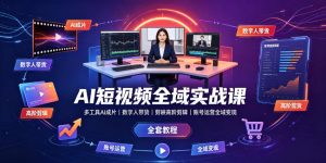 AI短视频全域实战课|多工具AI成片、数字人带货、剪映高阶剪辑、账号运营全域变现全套教程-聊项目