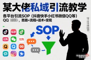 某大佬私域引流教学,各平台引流SOP(抖音快手小红书微信QQ等),思路+流程+话术+变现(更新0708)-聊项目