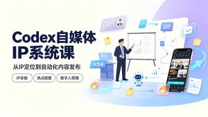 Codex自媒体IP系统课:IP诊断/热点抓取/IP蒸馏 Skill,爆款复刻数字人多平台自动发布教程-聊项目