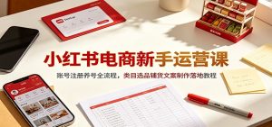 小红书电商新手运营课:账号注册养号全流程,类目选品铺货文案制作落地教程-聊项目