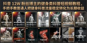 抖音12W粉丝博主的健身类科普短视频教程，手把手教普通人把健身科普流量稳定转化为长期收益-聊项目