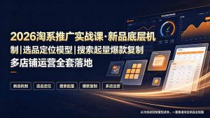 2026淘系推广实战课·新品底层机制|选品定位模型|搜索起量爆款复制多店铺运营全套落地教程-聊项目
