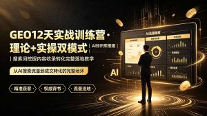 GEO12天实战训练营·理论+实操双模式｜AI知识库搭建｜搜索词挖掘内容收录转化完整落地教学-聊项目