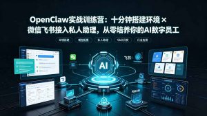 OpenClaw实战特训营:十分钟搭建环境×微信飞书接入私人助理,从零培养你的AI数字员工-聊项目
