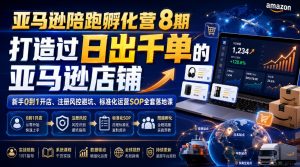 亚马逊陪跑孵化营8期,打造过日出千单的亚马逊店铺,新手0到1开店、注册风控避坑、标准化运营SOP全套落地课-聊项目