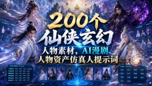 200个仙侠玄幻人物素材,AI漫剧人物资产仿真人提示词-聊项目