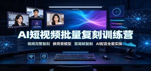 AI短视频批量复刻训练营:视频完整复刻,换背景模型、首尾帧复制、AI配音全套实操-聊项目