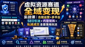 虚拟资源赛道全域变现实战课|合规运营+多平台SEO引流+内容矩阵+私域成交全套落地玩法-聊项目