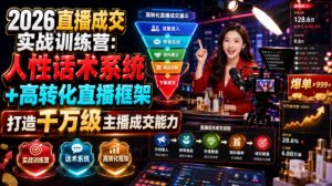 2026直播成交实战训练营:人性话术系统+高转化直播框架,打造千万级主播成交能力-聊项目