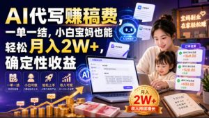 AI代写賺稿费,一单一结,小白宝妈也能轻松月入2W+,确定性收益【揭秘】-聊项目