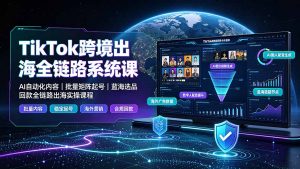 TikTok跨境出海全链路系统课-2026年7月：AI自动化内容｜批量矩阵起号｜蓝海选品回款全链路出海实操课程-聊项目