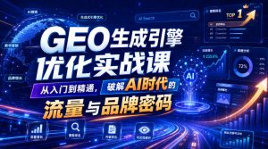GEO生成引擎优化实战课,从入门到精通,破解AI时代的流量与品牌密码-聊项目