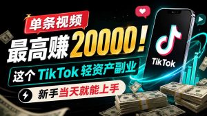 单条视频最高赚 20000！这个 TikTok 轻资产副业，新手当天就能上手-聊项目
