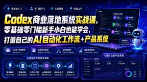 Codex商业落地系统实战课，零基础零门槛新手小白也能学会，打造自己的AI自动化工作流+产品系统-聊项目