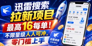 迅雷搜索拉新项目，最高16每单！不限量级人人可冲，零门槛上手(更新0721)-聊项目