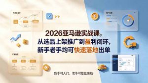 2026亚马逊实战课，从选品上架推广到盈利闭环，新手老手均可快速落地出单-聊项目