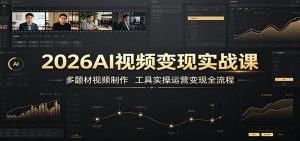 2026AI视频变现实战课：多题材视频制作，工具实操运营变现全流程-聊项目