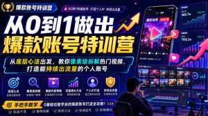 从0到1做出爆款账号特训营，从底层心法出发，教你像素级拆解热门视频，打造能持续出流量的个人账号-聊项目