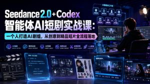 Seedance2.0+Codex智能体AI短剧实战课：一个人打造AI剧组，从创意到精品短片全流程-聊项目