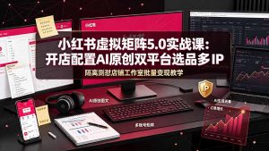 小红书虚拟矩阵5.0实战课：开店配置｜AI原创｜双平台选品｜多IP隔离｜测怼店铺工作室批量变现实操教学-聊项目