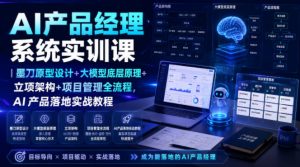 AI产品经理系统实训课｜墨刀原型设计+大模型底层原理+立项架构+项目管理全流程，AI产品落地实战教程-聊项目