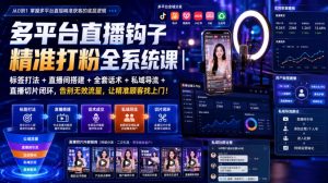 多平台直播钩子精准打粉全系统课｜标签打法+直播间搭建+全套话术+私域导流+直播切片闭环，告别无效流量，让精准顾客找上门！-聊项目