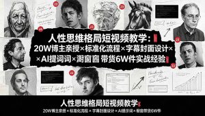 人性思维格局短视频教学:20W博主亲授×标准化流程×字幕封面设计×AI提示词×橱窗带货6W件实战经验-聊项目