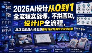 2026AI设计从0到1全流程实战课,不拼画功,设计IP全流程,真正实现用AI把创意稳定转化为商业化设计成果-聊项目