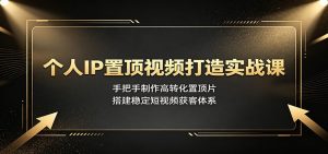个人IP置顶视频打造实战课:手把手制作高转化置顶片,搭建稳定短视频获客体系-聊项目