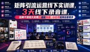嗨推矩阵引流运营线下实训课,3天线下录音课,经典干货经久实用,适配抖音、小红书矩阵拓客需求-聊项目
