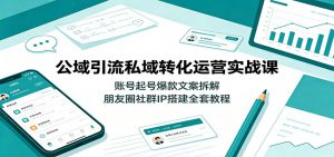 公域引流私域转化运营实战课:账号起号爆款文案拆解,朋友圈社群IP搭建全套教程-聊项目