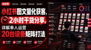 小红书图文量化获客，2小时干货分享，详解单人运营20台设备矩阵打法-聊项目