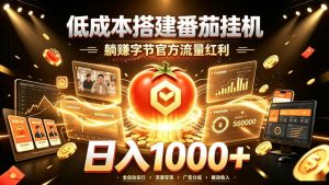 低成本搭建番茄挂G，躺賺字节官方流量红利，日入1k+，全程傻瓜式落地【揭秘】-聊项目