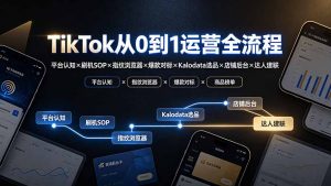 TikTok从0到1运营全流程-更新：平台认知×刷机SOP×指纹浏览器×爆款对标×Kalodata选品×店铺后台×达人建联-聊项目