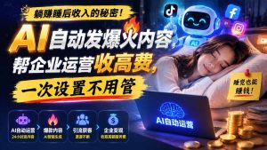 躺赚睡后收入的秘密！AI 自动发爆火内容，帮企业运营收高费，一次设置不用管【原创双语字幕】-聊项目
