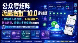 公众号矩阵流量池推广10.0实战课|全链路入池引流、AI内容量产、矩阵运营、流量主多元变现实操教程-聊项目