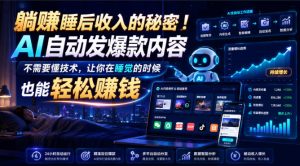 躺賺睡后收入的秘密!AI自动发爆款内容,不需要懂技术,让你在睡觉的时候也能轻松賺钱【原创双语字幕】-聊项目
