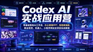Codex AI实战应用营|零基础落地AI工作流,办公表格PPT、短视频漫剧、商业视觉、机器人、小程序网站全项目实战教程-聊项目