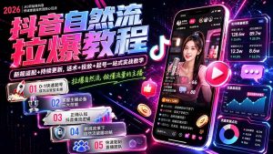抖音自然流拉爆教程-更新8月:做懂流量的主播,新规适配+持续更新,话术+投放+起号一站式实战教学-聊项目