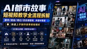 AI都市故事短视频教学全流程拆解;都市/民俗/奇幻/历史都能做多题材覆盖,快速上手制作故事类短视频-聊项目