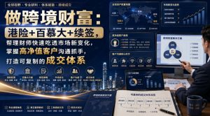 做跨境财富:港险+百慕大+续签,帮理财师快速吃透市场新变化,掌握高净值客户沟通抓手,打造可复制的成交体系-聊项目