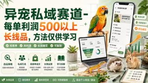 异宠私域赛道-每单利润500以上长线品，方法仅供学习-聊项目