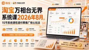 淘宝万相台无界系统课2026年8月,15节系统课吃透付费推广核心玩法-聊项目
