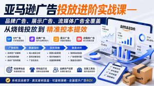 亚马逊广告投放进阶实战课——品牌广告、展示广告、流媒体广告全覆盖,从烧钱投放到精准控本提效-聊项目