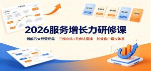 2026服务增长力研修课:拆解五大经营死局,三维心法+五步法搭建长效客户增长体系-聊项目