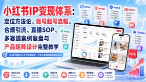 小红书IP变现体系:定位方法论、账号起号流程、合规引流、直播SOP、多赛道案例复盘与产品矩阵设计完整教学-聊项目