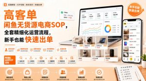 高客单闲鱼无货源电商SOP,全套精细化运营流程,新手也能快速出单-聊项目