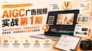 AIGC广告视频实战第1期,主流AI视频工具实操、品牌案例深度拆解、赛事参赛、作品集包装商业接单方面教程-聊项目