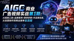 AIGC商业广告视频实战第1期:AI视频工具+品牌案例+赛事参赛+作品集包装,从创意制作到商业接单全流程-聊项目
